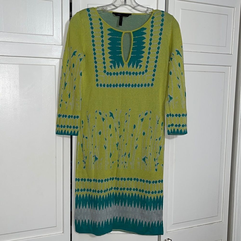 Green & Teal Patterned Knit Dress